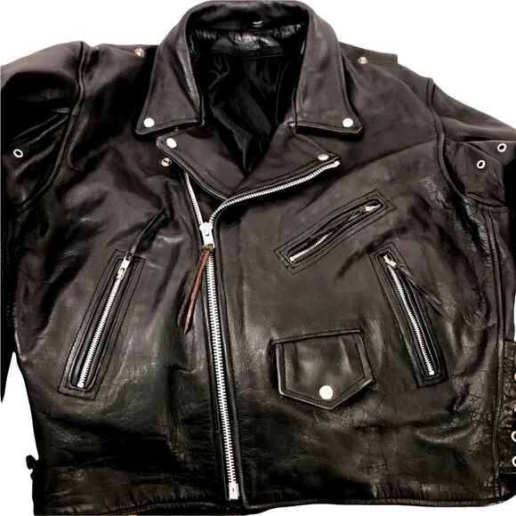 Mens Unbranded Heavy Thick Genuine Leather Motorcycle Biker Core Jacket Large - Picture 4 of 6